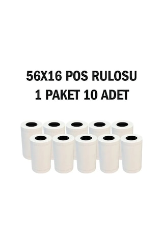 56x16 Termal Rulo - Yazarkasa Pos Rulosu 1 Paket 10 Adet