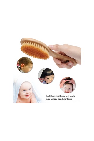 Geeksen Yumuşak Ahşap Saplı Bebek Saç Fırçası - Hassas Tarama Ve Yüz Tozu Temizleme