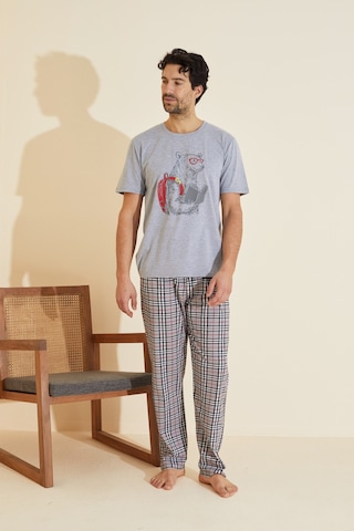 Siyah İnci Bisiklet Yaka Örme Pijama Takım 25109832 Gri