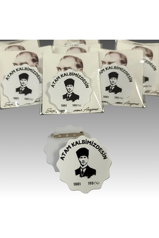 10 Kasım Atatürk'ü Anma Günü İğneli Akrilik Yaka Rozeti 8'li Çok Renkli