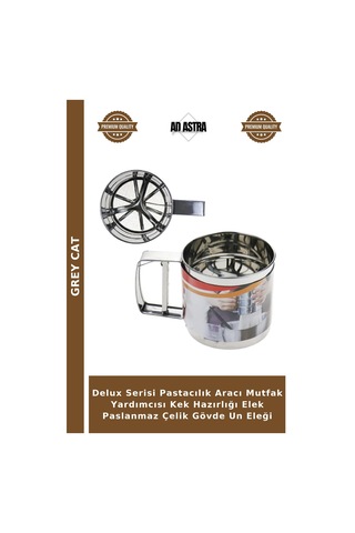 Delux Serisi Pastacılık Aracı Mutfak Yardımcısı Kek Hazırlığı Elek Paslanmaz Çelik Gövde Un Eleği Çok Renkli