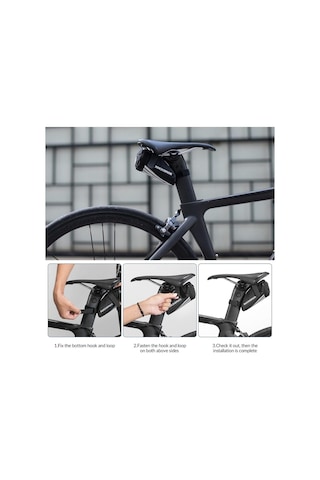 Rockbros Bisiklet Sele Çantası, Bisiklet Çantası, Mtb Yarış Bisikleti İçin, Katlanır Bisiklet Çantası, 15 X 6,5 X 5 Cm, Sabitleme Kayışlı, Tutuculu Siyah