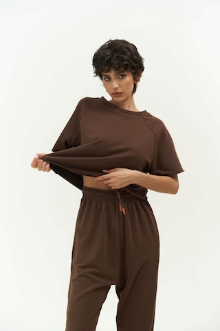 Mai Collection Mai Studios Co. Vero Kahve Crop Eşofman Takım Kahverengi