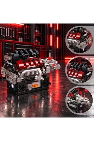 Mould King 10227 V8 Motor Ve Şanzıman Yapım Seti 787 Parça