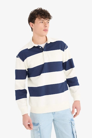DeFacto Relax Fit Polo Yaka Çizgili Kalın Sweatshirt D7478AX25SPNV64