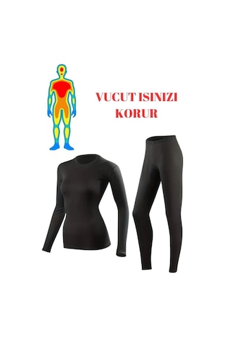 Bonbonetti Chocolate Baby & Kids Kadın Termal Yüksek Bel Tayt Içlik Termal Üst Body Siyah Kadın Termal Takım Siyah3