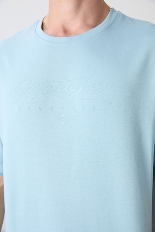 Tommy Life Açık Mavi Pamuklu Kalın Yumuşak Dokulu Oversize Fit Baskılı Erkek T-shirt - 88320 Açik Mavi