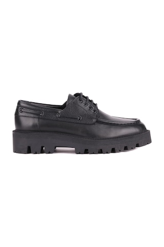 Shoetyle - Siyah Hakiki Deri Bağcıklı Erkek Günlük Ayakkabı 115-k512-1327 Siyah
