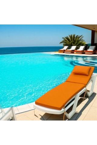 Katlanır Taşınabilir Fermuarlı Şezlong Minderi Plaj Kamp Çadır Yatağı Kamp Matı 175 X55 X 5 Turuncu Turuncu