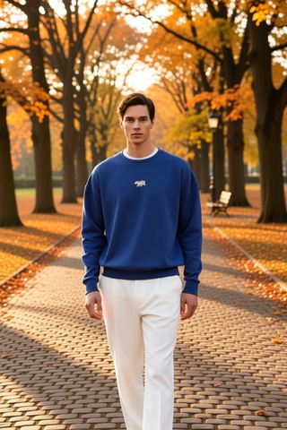 Benerly Erkek Bisiklet Yaka Standart Kol Oversize Fit Sweatshirt Fonksiyo Lacivert
