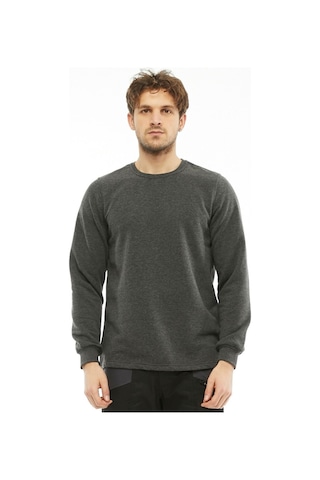 Uniprom Sweatshirt Bisiklet Yaka Içi Polarlı 3 Iplik Pamuklu Normal Kesim Erkek Antrasit