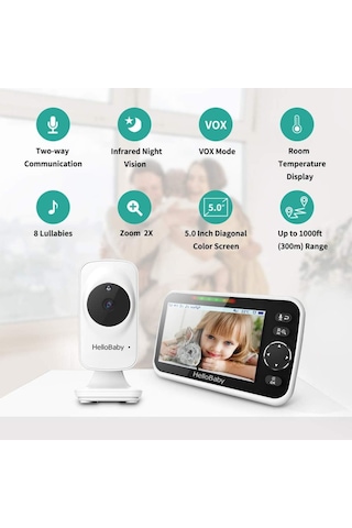 Hellobaby Bebek Monitörü, Gece Görüş & Vox Modu Kamera Sistemi