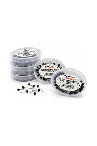Nerox Başörtü İğnesi Siyah Cam Başlıklı Mini- 24'li Paket