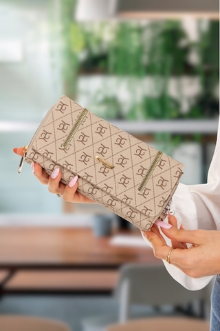 Adelina Bags Kadın Desenli Kağıt Para Ve Kartlık Bölmeli Cüzdan Vizon