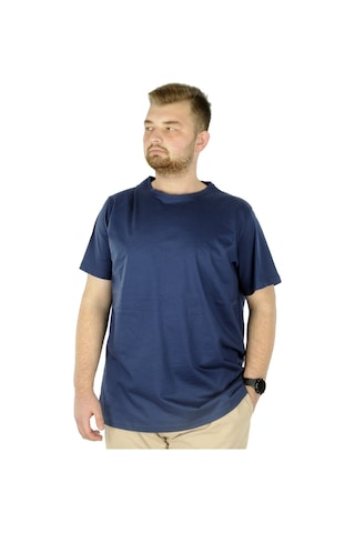 Mode Xl Büyük Beden Erkek Tshirt Bisiklet Yaka Basic 20031 Indigo 001