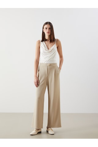 Lcw Vision Bej Loose Fit Krep Kadın Pantolon