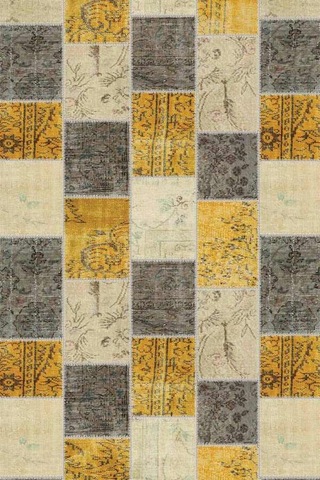 Sarı Patchwork Desen Dokuma Leke Tutmaz Masa Örtüsü Mso296n11