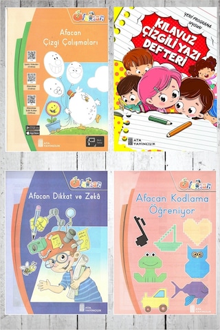 1. Sınıf Hazırlık Seti Afacan Çizgi Çalışmaları + Kodlama + Dikkat Ve Zeka + Kılavuz Çizgili Yazı Defteri