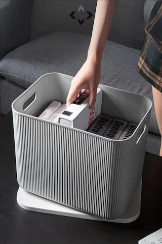 Bayev 4 Adet 21 Lt Çok Amaçlı Gri Saklama Kutusu - Düzenleyici - Kapaklı Çamaşır Sepeti Çok Renkli