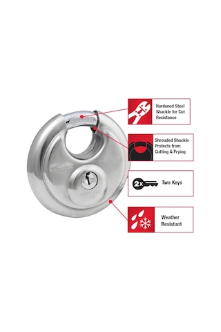 Master Lock Anahtarlı 40d Paslanmaz Çelik Discus Asma Kilit, Gümü