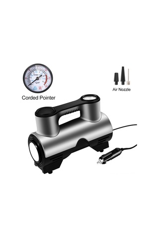 Symbee 12v Araba Lastik Pompa, Led Işıklı Otomatik Durdurma, 3 Fişli El Tipi Hava Makinesi Otomobil Genel Kullanım , Gümüş-siyah St-211