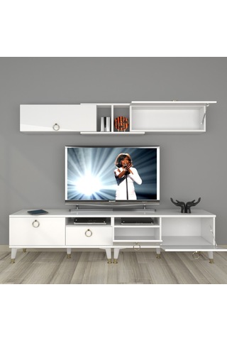 Decoraktiv Eko 5220 Mdf Gold Tv Ünitesi Tv Sehpası Beyaz