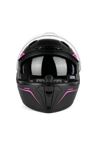 Caspiano Homer Full-face Led Işıklı Matt Black / Pink Motosiklet Kaskı Ece-r 22.06 Sertifikalı Pembe