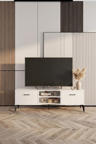 Vera Tv Sehpası Suntalam Beyaz 160x35 Cm Çok Renkli