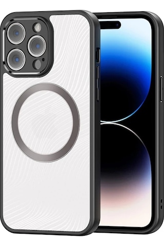 Dux Ducis iPhone Uyumlu 14 Pro Aimo Series Magsafe Premium Buzlu Sert Pc-tpu Kılıf- 5775 Beyaz