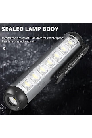 Novahub Mini Xpe + Cob El Feneri, Profesyonel Torch, Mıknatıslı, Usb Şarjlı, Ipx4 Su Geçirmez, Acil Durum Feneri, Gri Gri