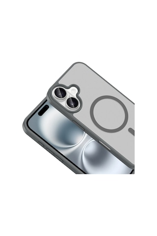 Ardemix Apple iPhone Uyumlu 17 Kılıf M-safe Şarj Özellikli Zore Babet Kapak - Gri