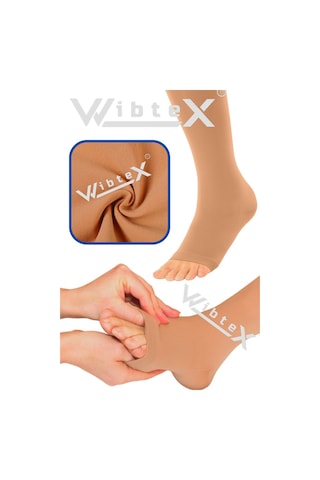 Wibtex Diz Üstü Variss Çorabı Ten Rengi Açık Burunlu CCL2 Orta Basınçlı