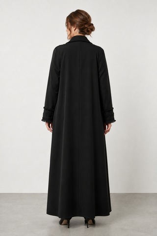 Bihan Store Kadın Battal Beden İçi Askılı Elbiseli Tam Boy Abaya Takım Y26.7386 - Siyah