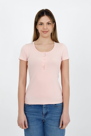 Hdm Kadın Esnek Fitilli Yakası Çıtçıtlı Pembe Kısa Kol Basic Örme Bluz - H5993