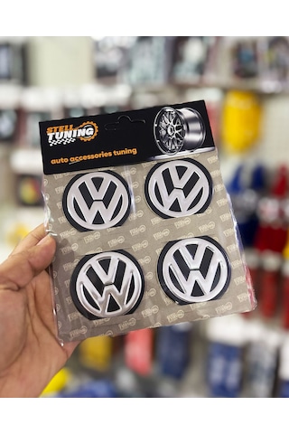 Universal Araç Uyumlu, Ww Jant Göbeği Arması, Sticker 4'lü Set 60mm Gümüş