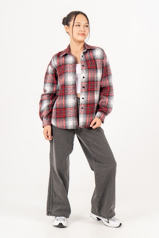 Kız Çocuk Yumuşak Dokulu Kareli Oduncu Gömlek 3172 Kırmızı