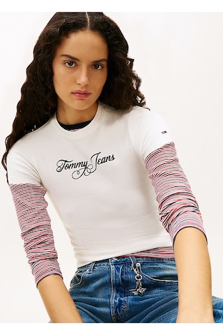 Tommy Hilfiger Tjw Slim Logolu T-shirt-12839 Beyaz