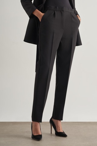 Mizalle Tek Pile Siyah Krep Klasik Pantolon Siyah