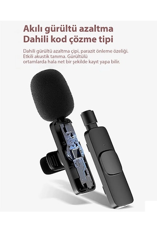 K9 Yaka Mikrofonu Çift Wireless-kablosuz Hd Ergonomik Tak Çalıştır Lightning