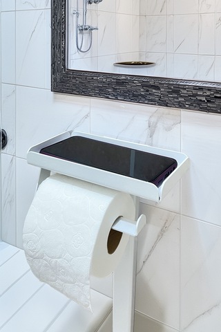 3'ü 1 Arada Banyo Seti Tuvalet Kağıtlık, Çöp Kovası Ve Tuvalet Fırça Takımı Beyaz - Kahverengi