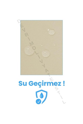 Bej Çizgili Özel Dikim Lüks Branda Balkon Perdesi Bej