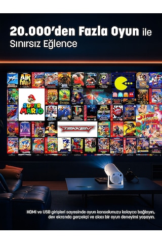 Jeero Oyunlu Projeksiyon Cihazı 2 Kollu -20.000 Oyun -türkçe Menü Android