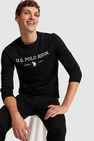 U.S. Polo Assn. Erkek Siyah Bisiklet Yaka Regular Fit Basic Sweatshirt 50333273-vr046