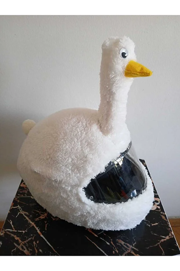 Ördek Kask Kılıfı Peluş Motosiklet Aksesuarı Standart