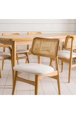 Helios Beyaz Hazeranlı Natural Ahşap Bohem Sandalye