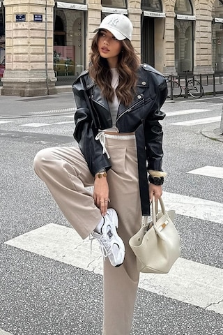 Madmext Bej Çift Bel Bantlı Wide Leg Kadın Pantolon Mg2551 Bej