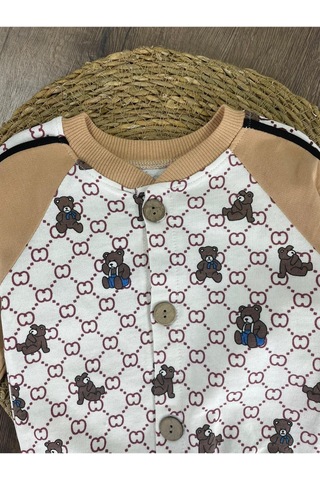 Panda Baskılı Relaxed Eşofman Takımı Sütlü Kahve