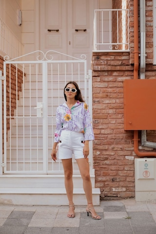 Kadın Desenli Spor Gömlek Frn10101 Lila