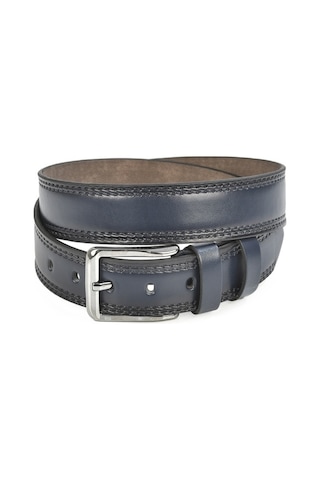 Deepsea Erkek Lacivert 4 Cm Eninde Yanları Dikiş Nakışlı Mat Suni Deri Kemer 2402611 False