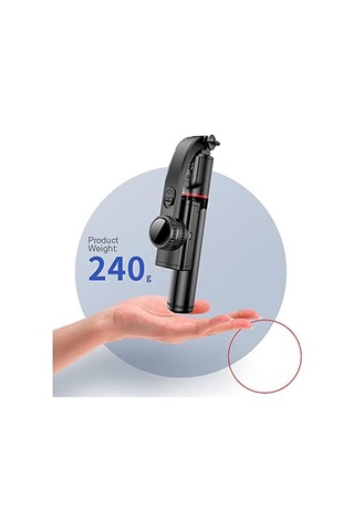 Gimble Dengeleyici Otomatik Denge Sabitleyici Alüminyum Çubuk Teleskopik Selfie Sopa Video İstikrarlı Çekim Tripod Telefon Smartphone İçin L19 Siyah